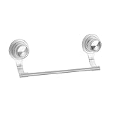 InterDesign 風呂 バスルーム タオル掛け 吸盤 タオルバーPower Lock Ultra クリア シルバー 26686EJ