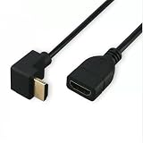 KKM-ラブショー【JCT請求書発行可能】0.15m 0.3m 0.5m短いHDMI ケーブル，4k /1080PHDMI 延長ケーブル, HDMI 1.4オス-メス 90度L字型左右向きHDMI 延長ケーブル 高速HDMI変換4K 60Hz HDMI 1.4ケーブル (8K下L,オス-オス, 1.0m)