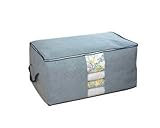 Domire Quilt Cloth Blanket Fabric Storage Organizer Bag Transparent Window Bamboo Charcoal Box (Gray