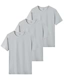 [SHOREKEEPER] インナーシャツ 冷感 tシャツ メンズ 半袖 3/5枚組 タグレス 吸湿速乾 通気 スポーツ ジム 通勤 普段着 サラサラ肌触り 肌着 抗菌防臭 オールシーズン (JP, アルファベット, 5XL, グレー(3枚組))
