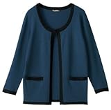 Angeliebe エンジェリーベ マタニティ 配色 ラウンド ネック カーディガン 妊婦服 羽織もの フリー ネイビー × ブラック