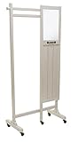 ミラー付きハンガー (ホワイト) 【約幅78.4～110.8×奥行45～58×高さ160cm】