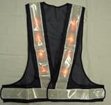 赤色LEDベスト V60型（テープ幅60㎜） 背面台形反射シート付 紺メッシュ×白銀色テープLED-BW(T)