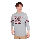 [チャンピオン] ロングTシャツ 長袖 丸首 綿100% グラフィックプリント フットボールTシャツ ベーシック C3-Z416 メンズ オックスフォードグレー