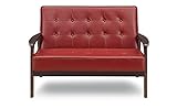 大川家具 関家具 ソファ 2人掛け 116cm幅 レッド 175938