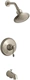 Kohler Revival rite-temp pressure-balancing Bath andシャワー蛇口トリム 6.25 x 6.25 x 7.75 inches K-T16113-4-B
