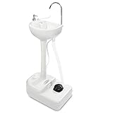 ポータブルキャンプシンク 屋外の庭の洗面台、 17リットルの水タンクとフットポンプを備えた手洗いステーション 移動式クリーニングステーション、 タオル掛けとソープディスペンサー付きで、 庭/キャンプ/RV/野外活動/パーティー