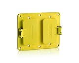 Leviton 2-gang、漏電遮断器/デコラコンセントカバープレートwith耐候性フリップ蓋 3251W-Y 1