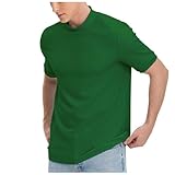 [Znepste] tシャツ メンズ 半袖 ハイネック ストレッチ 無地 細身 UVカット 春夏 秋冬 モックネック インナー 吸汗速乾 トップス カットソー かっこいい 大きいサイズ ジムtシャツ フィットネス 春夏服(Lグリーン)