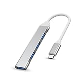 Type Cハブ 小型 Type-cハブ拡張マルチポート USB ハブUSB 3.0 ウルトラスリム 4in1 USB HUB バスパワー 5Gbps高速データ転送USB3.0/2.0ポート スマホ USB 変換 for MacBook/iMac/Surface Pro 等 ノートPC 他対応 Type C アダプタ拡張軽量 在宅勤務 (シルバー)