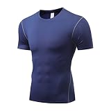 [Sillictor] コンプレッション トップス メンズ 半袖 パワーストレッチ アンダー シャツ スポーツ ウェア tシャツ [UVカット + 吸汗速乾] ネイビー yc321na-M