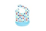 ブラウンズハーベスト お食事エプロン 防水 外して洗えるシリコンポケット (ブルー 水玉)