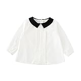 女の子 長袖 シャツ ブラウス 子供服 トップス 可愛い ガールズ Tシャツ おしゃれ キッズ服 着まわし ヘップバーン風 綿 (92)