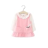 ANTETOKUPO　ベビーワンピース　2点セット　長袖Ｔシャツ＆無袖ワンピース　桜花　綿　入園式　70ｃｍ～100ｃｍ (90ｃｍ, ライト桜色) [並行輸入品]