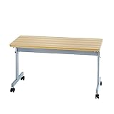 【法人専用】 LOOKIT 会議用テーブル 幕板付 棚付 幅1800×奥行450mm スタッキング キャスター付 ナチュラル×シルバー GLF-1845M