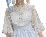 [Lady Lazy] レディレイジー ロリータ 半袖 レース トップス コスプレ 衣装 撮影 5分丈 星柄 シースルー ブラウス 白 ホワイト
