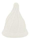 Plus Nao(プラスナオ) 子供用 ニット帽 とんがりニット帽 手編み風 ざっくり編みニット ニットキャップ キッズ ジュニア シンプル 無地 男 - ホワイト