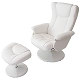 タンスのゲン リクライニングチェア オットマン付き ソフトレザー 肘置き付き ハイバックチェア アイボリー 14910003 WH
