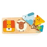 DJECO 知育玩具 型はめパズル はめ込みパズル 形合わせ 木製パズル 0歳 1歳 2歳 男の子 女の子 幼児 赤ちゃん 出産祝い プレゼント ギフト おもちゃ 子供 キッズ 誕生日 運動会 ジェコ アニマ ベーシック (DJ06206)