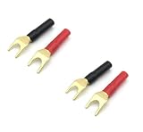 金メッキ スピーカープラグ Y型プラグ Yラグ端子 Yプラグ【個数が選べます】4個 8個 12個 16個 スピーカー ターミナル DIY用スピーカーケーブル コネクタ バインディングポスト MINAKIKO (赤2黒2 計4個セット)