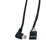 Ulyris USB 2.0 5ピンマザーボードケーブル、USB 2.0 5ピンメス からMini 5Pin 90度左向き オス ヘッダーアダプターケーブル 、Mini 5Pin パネルマウント型変換ケーブル