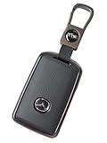 [MKMC] スマート キーケース カバー アルミ 革 素材 cx60 cx5 cx80 cx30 cx8 マツダ3 マツダ6 対応 カスタム アクセサリー パーツ (ブラック)