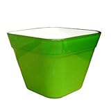 【4個入】イタリア製樹脂ポット(植木鉢/プランター) コッコスクエアー 12cm/穴無し グリーン(緑) 〔ガーデニング用品/園芸〕
