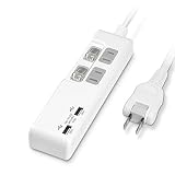 STYLED(スタイルド) USB充電ポート付き電源タップ USBポート2口(合計4.8A出力) ACコンセント2個口 2m ホワイト