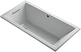 KOHLER 1121-W1-95 Underscore 60-Inch x 30-Inch Drop-In Bath with Bask Heated Surface and End Drain, 