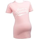 Mum In Training SHORT SLEEVE Slogan Maternity Babby Pink T-shirt by Nappy Head
