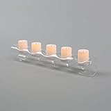 Candle Impressionsのセット5 Faux Wick Flamelessキャンドルwith入力可能なガラスログホルダー – 電池含ま