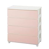 カラースタイルチェスト 幅75cm 4段 ワイド ホワイトピンク