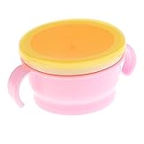 Prettyia 旅行　コンテナ　スナック　キャッチャー　ベビー　キッズ　食品　収納　ボウル　　シール　プルーフ　プレゼント　全2色 - ピンク