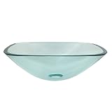 Kingston Brass EVSQCC4 Fauceture Square Tempered Glass Bathroom Vessel, Crystal Clear [並行輸入品]