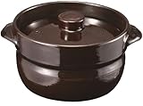イシガキ 炊飯 土鍋 3合 約縦23.5×横19.5×高さ13.5cm レシピ付 電子レンジ ガス火 4360 ブラウン