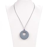 Superisun Baby Teething Necklace, BPA Free, FDA Certification, Circle Silicone Teether Ring Pendant 