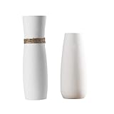 OUNONA フラワーベース 花瓶 陶器 白 花器 生け花 ドライフラワー用 25cm高さ おしゃれ 2個セット 長めの枝に対応