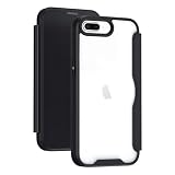 YUYIB スマホケース 対応 iPhone 8 Plus ケース iPhone7 Plus ケース手帳型 背面 クリア 透明 高級なPUレザー+PCパネル+TPUバンパー マグネットが内蔵 衝撃吸収 軽量薄型 ブランド アイフォン8 Plus 手帳型 ケース (ブラック)