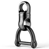 [FEGVE] チタン キーリング 車キーホルダー メンズ スマートキー 金具 360°回転コネクタ 紛失防止 (チタン コネクタ/ブラック*1個+ステンレス製 Dリング/ブラック*1個)