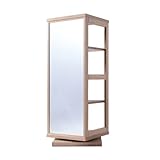 日本製(大川) 天然木タモ材使用 ミラー付回転式ラック H120 ナチュラル 2760