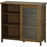 ガラス扉キャビネット 【3段】 木製 幅80cm×奥行32cm レトロ調 ロージー 【完成品】