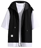 [JIASEN] tシャツ メンズ 夏服 パーカー メンズ 服 ファスナー ワッフル 5分袖 フード付き 半袖 快適で肌になじむ 軽い 柔らかい シルエット おしゃれ カジュアル 人気 Tシャツ 大きいサイズ カットソー 春秋服 black-XL