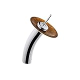 VIGO Single Handle Waterfall Bathroom Faucet with Amber Sunset Glass Disc, Chrome [並行輸入品]