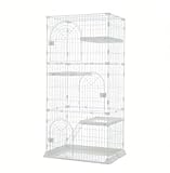 牧小苫＼ｍｓｍｒ猫 ケージ ミニタイプ 3段ネコハウス脱走防止扉 頑丈 檻 ねこ ネコケージ コンパクトサイズ ホワイト・ブラック 幅76×奥行50.5×高さ133cm (ホワイト, 3段)