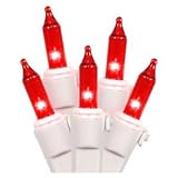 Vickerman 50 Light Mini Light Set Red Dural it Lights on White Wire by Vickerman