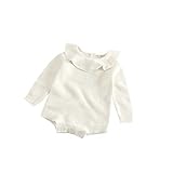 Milkiwai ベビーロンパース カバーオール 女の子 長袖 ニットウエア セーター 保温 部屋着 春秋 コットン size 90 (ベージュ)
