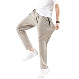 [HMT] スウェットパンツ メンズ 接触冷感 アイスシルク ズボン 薄手 超ストレッチ ジョガー テーパード ウエストゴム 調整紐 通気速乾 無地 大きいサイズ ゴルフ 夏用