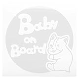 ホワイト（白） 犬 コーギー 円 Baby on board ベビーオンボード ステッカー 窓ガラス用シールタイプ 車 円戌 干支 動物