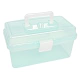a13090200ux0738プラスチックトレイ2コンパートメント工具収納ボックスケース、クリアー/ターコイズ