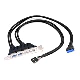 cablecc USB2.0 & USB 3.0 内部 4 メスマウントパネル - 9ピン 19ピン 20ピン マザーボード バッフルケーブル PCIブラケット付き 50cm